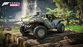 How to get Halo Warthog & Car VS Train! - Forza Horizon 3 funny moments #03