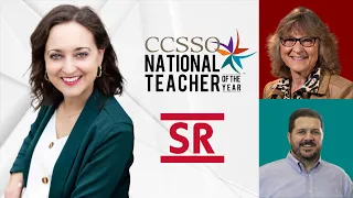 Rebecka Peterson, 2023 National Teacher of the Year  w/ Dr. Qvarnstrom and Dr. Carpenter