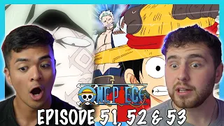 LUFFY’S EXECUTION! BUGGY & ALVIDA’S DEVIL FRUIT || One Piece Episode 51, 52 + 53 REACTION + REVIEW!