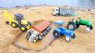 TATA Tipper Accident Pulling Out JCB 5CX And Sonalika Tractor Ford Tractor ? Cartoon Jcb | CS Toy