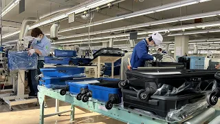 The process of making suitcases. Japan's only suitcase manufacturing factory.