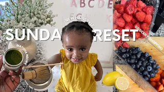 SUNDAY RESET ROUTINE | making matcha + deep cleaning + baby's hair + grocery haul + youtube work