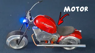 Making an Amazing Mini Motorcycle  with DC Motor and Soda Cans