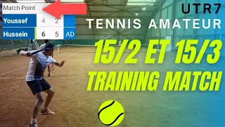 Tennis Amateur - 15/2 et 15/3 - UTR7 - 6/4 5/2 balle de match... 🤬  (New camera DJI Pocket 2)