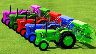 PLOWING,GRASS CUT & TRANSPORTING WITH COLORED MINI PORSCHE & ZETRO TRACTORS - Farming Simulator 22