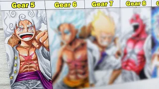 Drawing Luffy in Gear 5, 6, 7, 8, 9 | One Piece | ワンピース