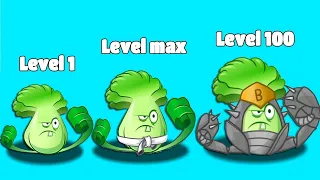 Bonkchoy & All MELEE Plants Level 1 vs Max Level vs Max Mastery! - PVZ 2 Plant vs Plant