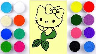 Sand painting coloring & drawing Hello Kitty mermaid