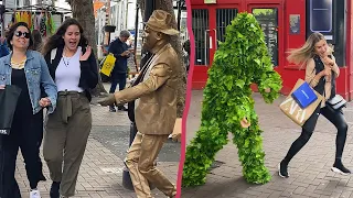 Funniest Reactions. Golden Statue and Bushman Prank