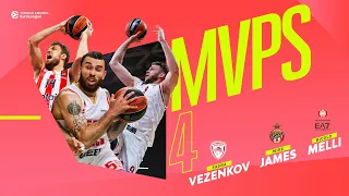 Mike James, Sasha Vezenkov, Nicolo Melli | Round 4 Tri-MVPs | 2022-23 Turkish Airlines EuroLeague