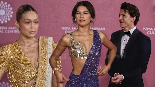 Tom Holland, Girlfriend Zendaya and Gigi Hadid in Saree at Ambani's NMACC Launch in India