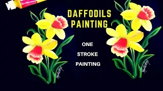 How to paint Daffodils 🌻 painting | Instructional Video | One stroke painting | Round brush painting