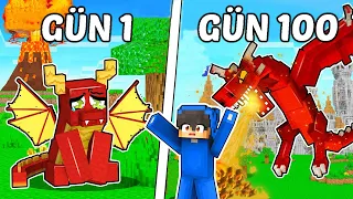 100 GÜNDE ALEV EJDERHASI OLDUM!🔥-Minecraft