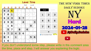 The New York Times Daily Sudoku 2024-01-28 Hard