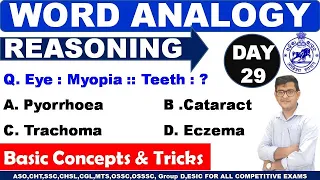 Reasoning Class 29|ANALOGY|Part 1|Word Analogy|Basic Concept With Tricks|ASO,SSC,CGL,CHT,Group D etc