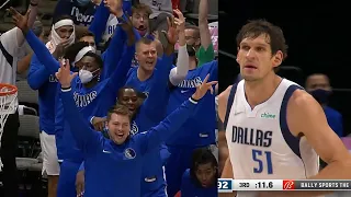 Boban Marjanovic shocks Mavericks bench after hits two 3s in a row 😲