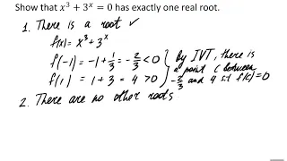Showing that a Function Has Exactly One Root