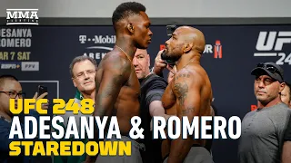 Israel Adesanya vs. Yoel Romero UFC 248 Weigh-In Staredown - MMA Fighting