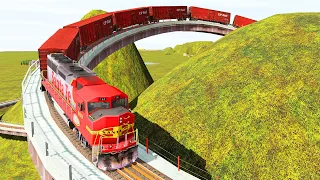 This Red Train Had Trouble Crossing The Rails Encircling The Hill | Trainz Railroad Simulator