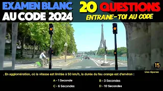 Test au code de la route 2024  - 20 Questions à l'Examen blanc du permis de conduire + Réponses