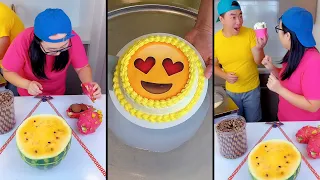 Ice cream challenge!🎂emoji cake vs watermelon mukbang