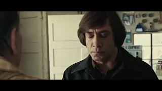 Anton can't stop coughing (No Country for Old Men)