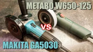 Makita GA5030 vs Metabo W650 125, comparison of two popular angle grinders