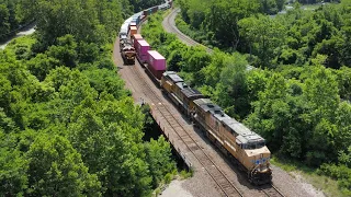 WHOA!! GRAIN TRAIN GOES INTO EMERGENCY!! Train action with UP, meets, mega trains, wow trio & more!!