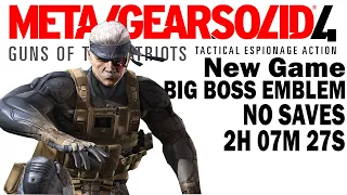 MGS4 | New Game | Big Boss Emblem | NO Saves Speedrun in 2h 07m 27s