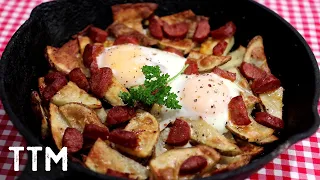 EASY Baked Sausage, Potato, and Egg Skillet Recipe