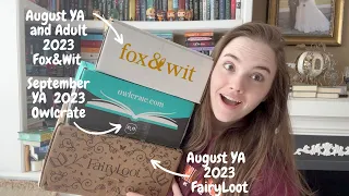 Big Book Box Unboxing||August Fairyloot, September Owlcrate, and August Fox&Wit||Kind of a disaster