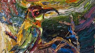 nn63 - Original oil painting bird art artwork impressionism realism pretty wild fly