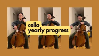 Cello yearly progress (adult beginner, year 5 to 6)