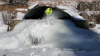 Opening The Biggest Ice Dam I've Ever Seen