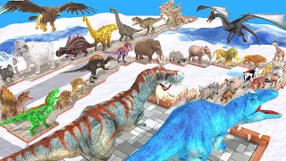 EPIC GIGA T-REX DEATHRUN The Toughest of All Animals Dinosaurs Fight All ARK Creatures Animal Revolt