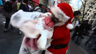 Zombie Santa Claus eats Easter Bunny Brains