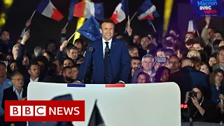 Supporters celebrate Macron French election win over rival Le Pen – BBC News