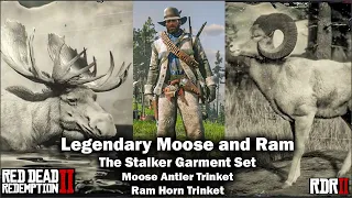 Legendary Moose and Ram in Red Dead Redemption 2 - The Stalker Garment Set and Trinkets - RDR2