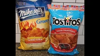 Mikesell’s Good ‘n Hot Groovy Potato Chips & Tostitos Salsa Ranchera Tortilla Chips Review