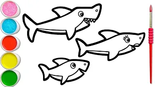 Drawing, Painting, Coloring Baby Shark Family for Kids, Toddlers | Basic Drawing #180