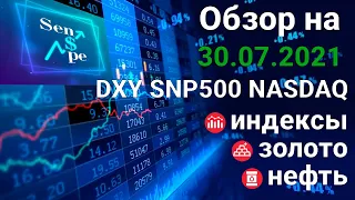 Обзор валютного рынка, а так же SNP500 Nasdaq и Dow по Методике Адверза на 30.07.2021