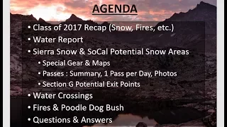 PCT Class of 2018 - Safety Webinar (November 28th, 2017 @ 6PM Pacific)