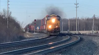 Locomotive Smoking Like Steam Engine, Indiana & Ohio Railway Grain Train, Strange Railroad Crossing!