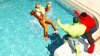 GTA 5 Epic Ragdolls Hulk Colors vs Donkey Kong Animals Jump/Fails #216 (Euphoria Physics)