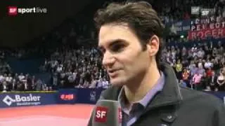 Federer court interview Final in Basel (beat Djokovic)