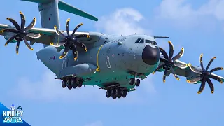 (4K) EPIC Royal Air Force A400M ZM405 CLOSE-UP Approach & Take-off | Military Planespotting
