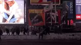 The Great Blizzard Snowball Fight of Times Square New York Juno 2015