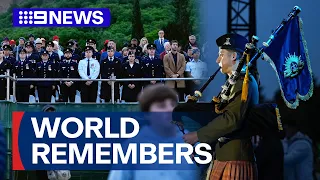 World marks Anzac Day 2024 to honour the memory of those who served | 9 News Australia