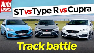 Focus ST Edition vs Civic Type R vs Cupra Leon 300: MEGA hatch track battle | Auto Express