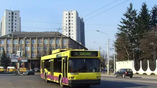 Минск.Поездка в троллейбусе МАЗ-103Т,борт.4444,марш.7 (август 2013)